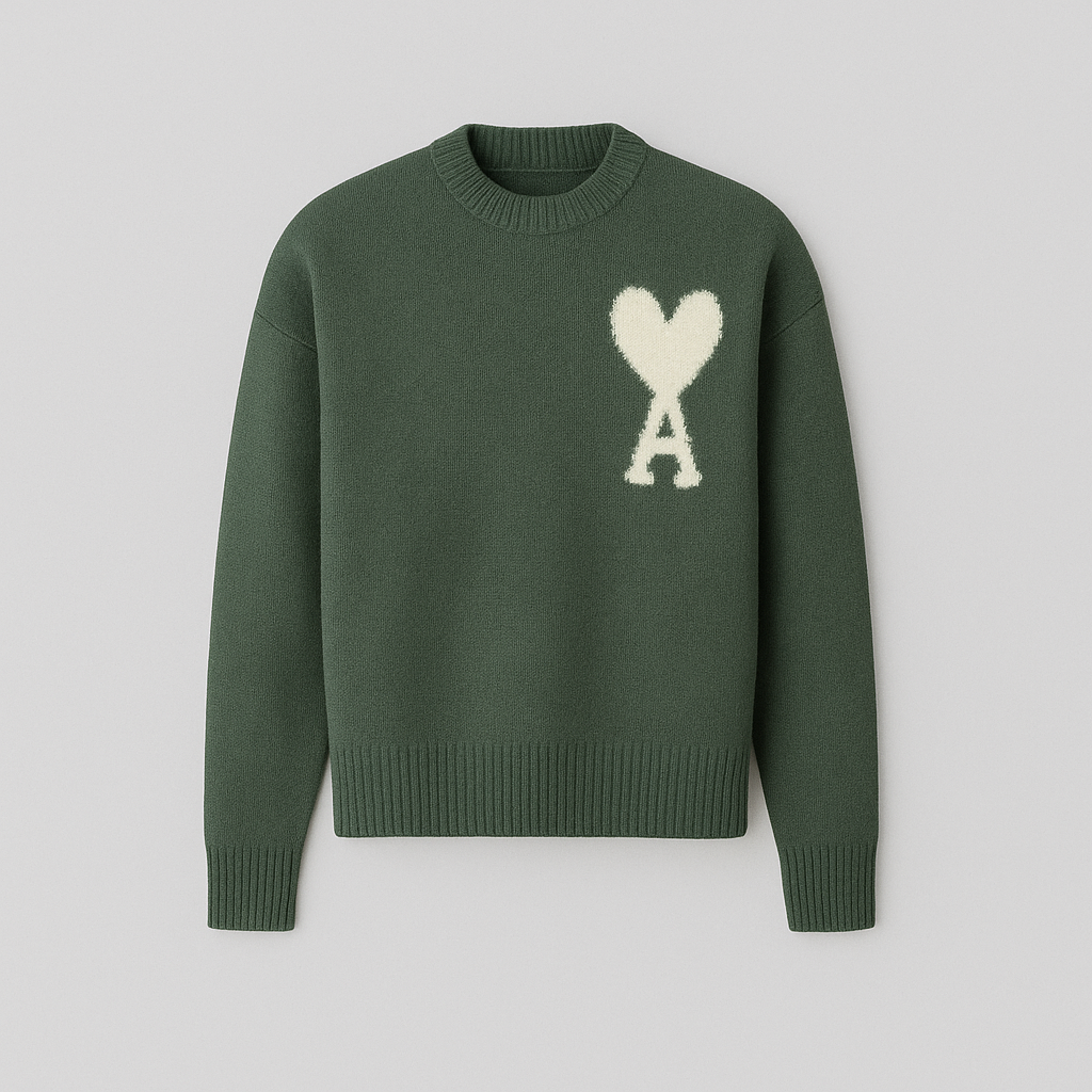 Women’s Graphic Knit Jumper – Oversized Fit with Heart Detail