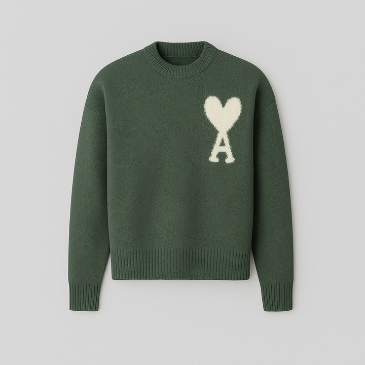 Women’s Graphic Knit Jumper – Oversized Fit with Heart Detail