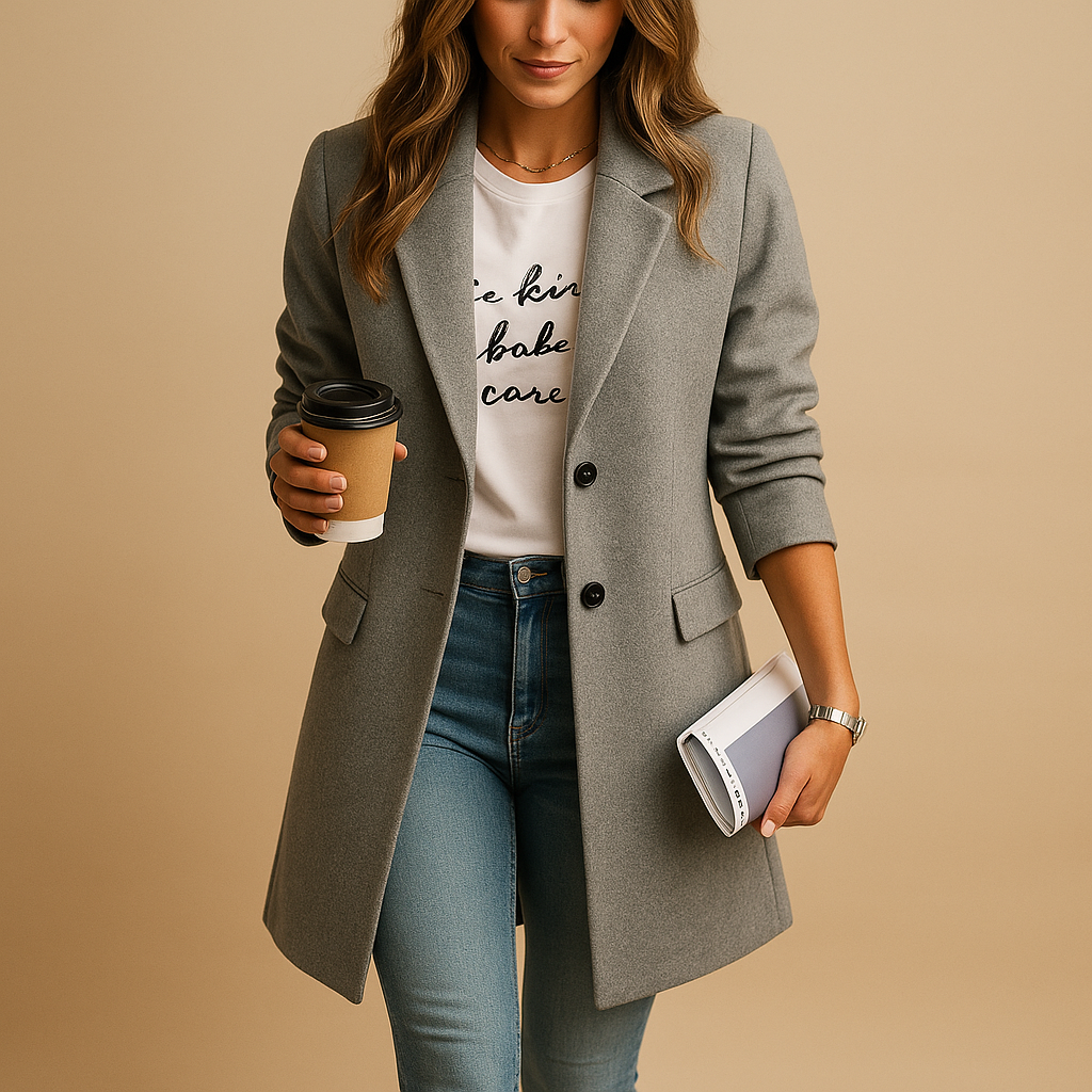Women’s Mid-Length Coat – Elegant Timeless Design