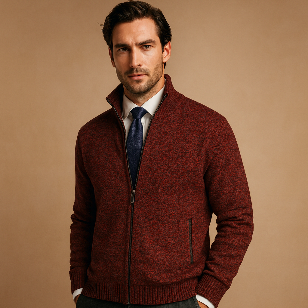 Men's Zip Cardigan with Modern Fit