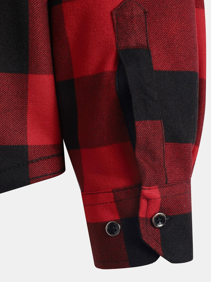 Men’s Hooded Flannel Shirt – Fleece-Lined Plaid Overshirt