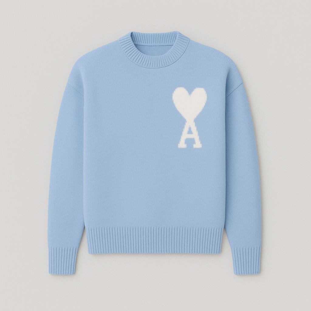 Women’s Graphic Knit Jumper – Oversized Fit with Heart Detail