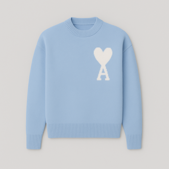 Women’s Graphic Knit Jumper – Oversized Fit with Heart Detail
