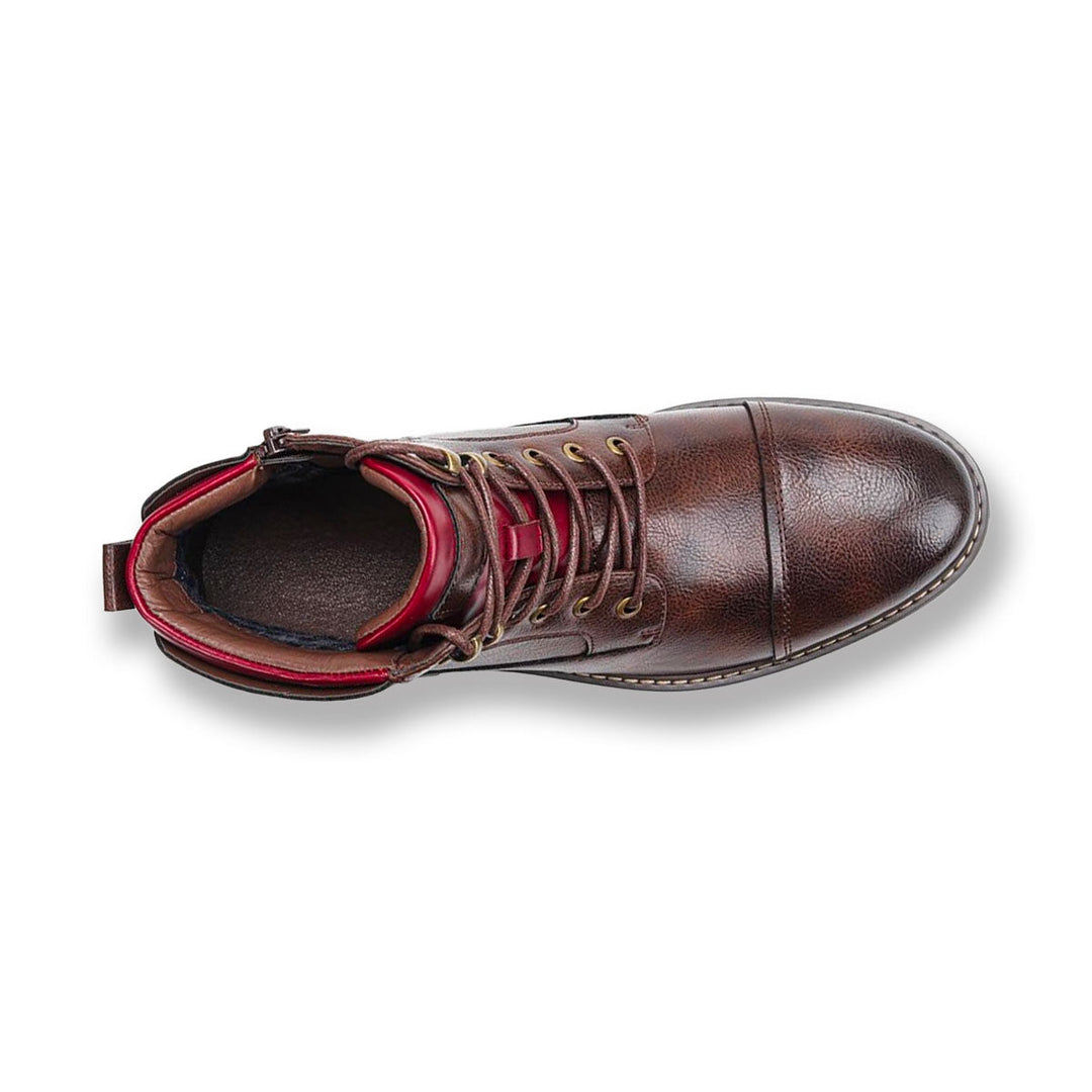 Men's Leather Lace-Up Boots with Side Zip for Everyday Wear