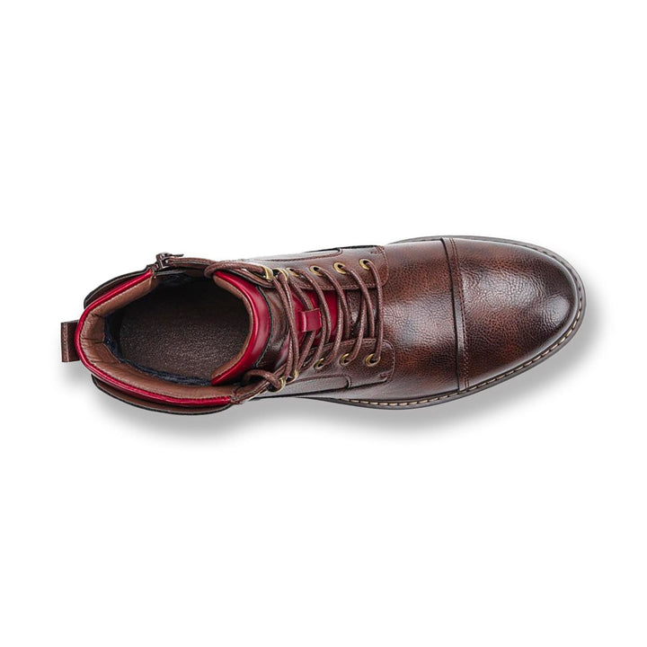 Men's Leather Lace-Up Boots with Side Zip for Everyday Wear