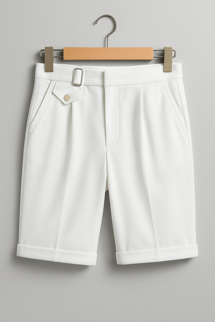 Men’s Pleated Shorts with Side Buckles | Smart Summer Style