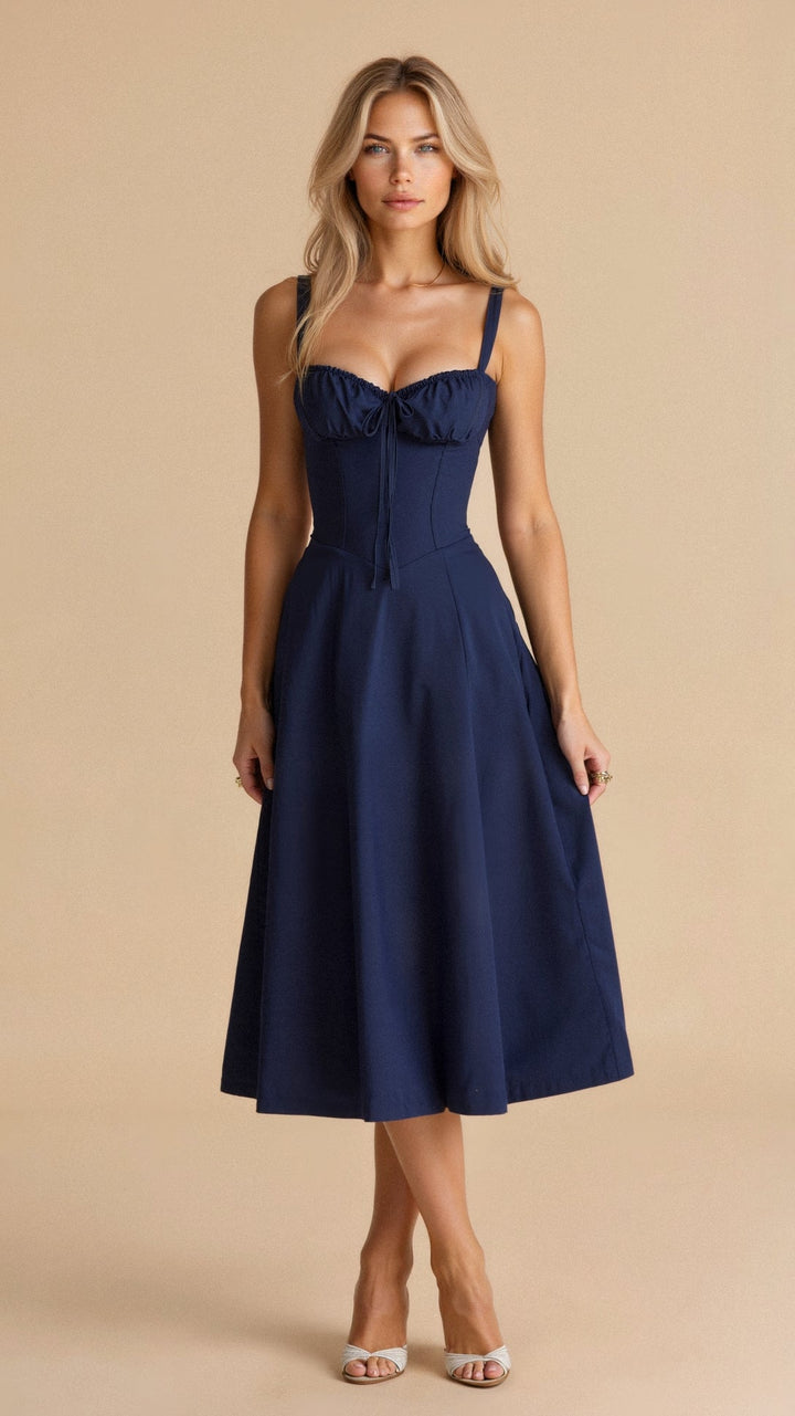 Corset Midi Summer Dress for Women | Elegant Silhouette