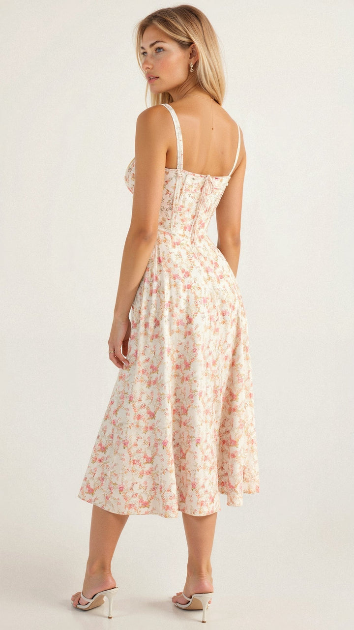 Corset Midi Summer Dress for Women | Elegant Silhouette