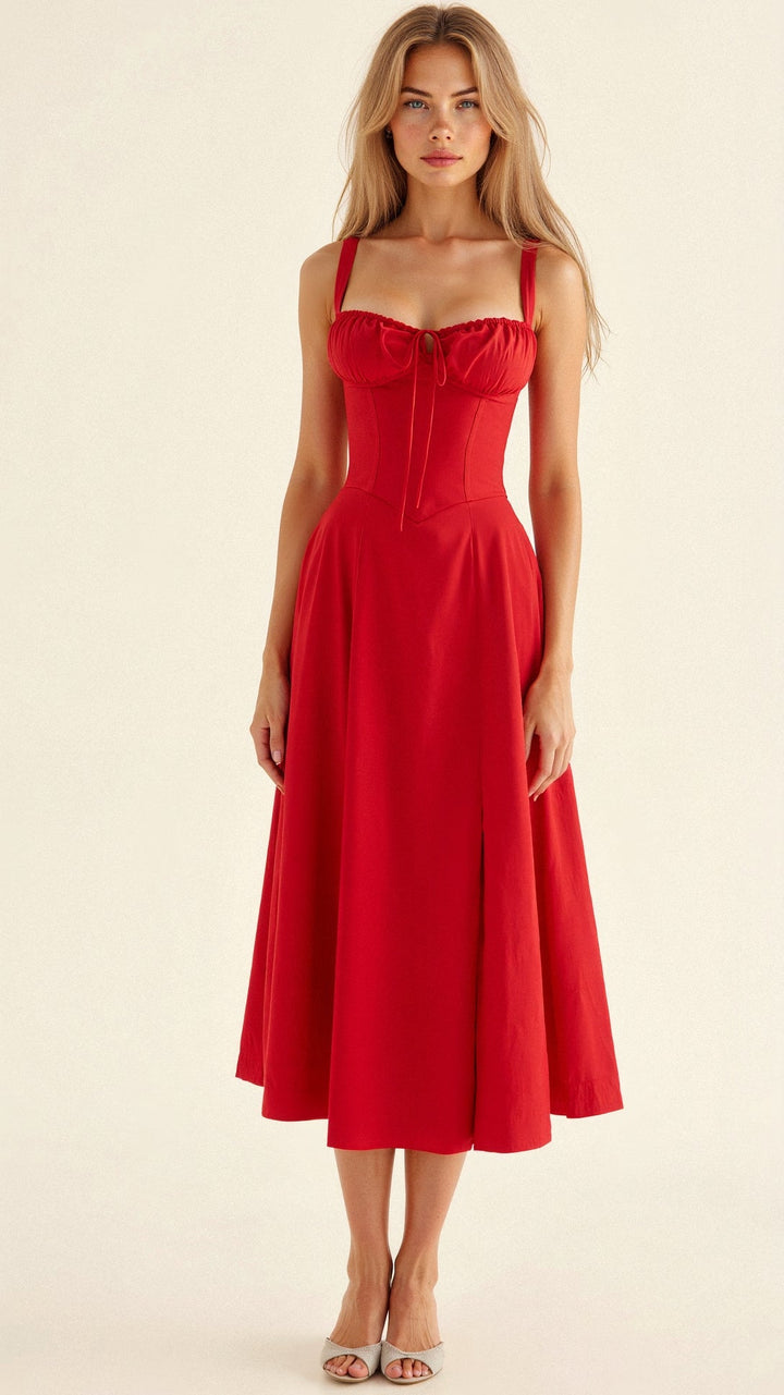 Corset Midi Summer Dress for Women | Elegant Silhouette