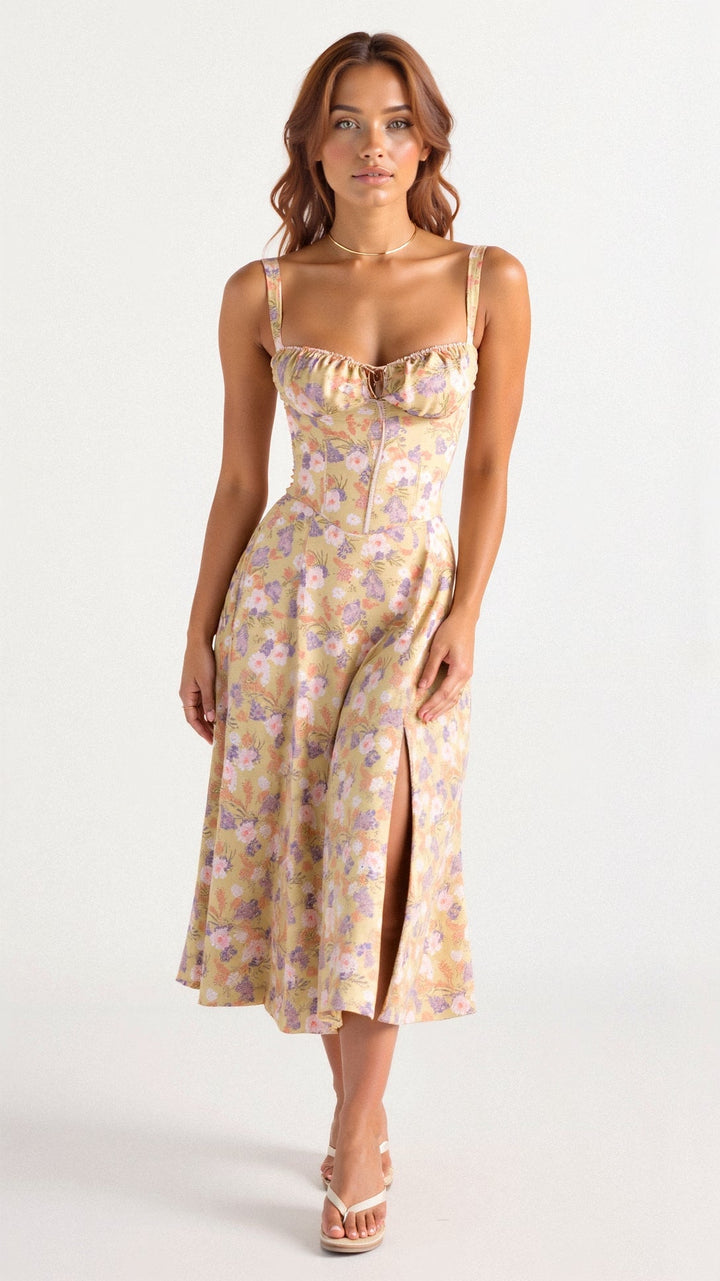 Corset Midi Summer Dress for Women | Elegant Silhouette
