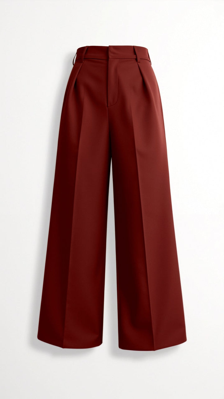 Women’s Wide-Leg Trousers – High Waist with Pleats and Side Pockets