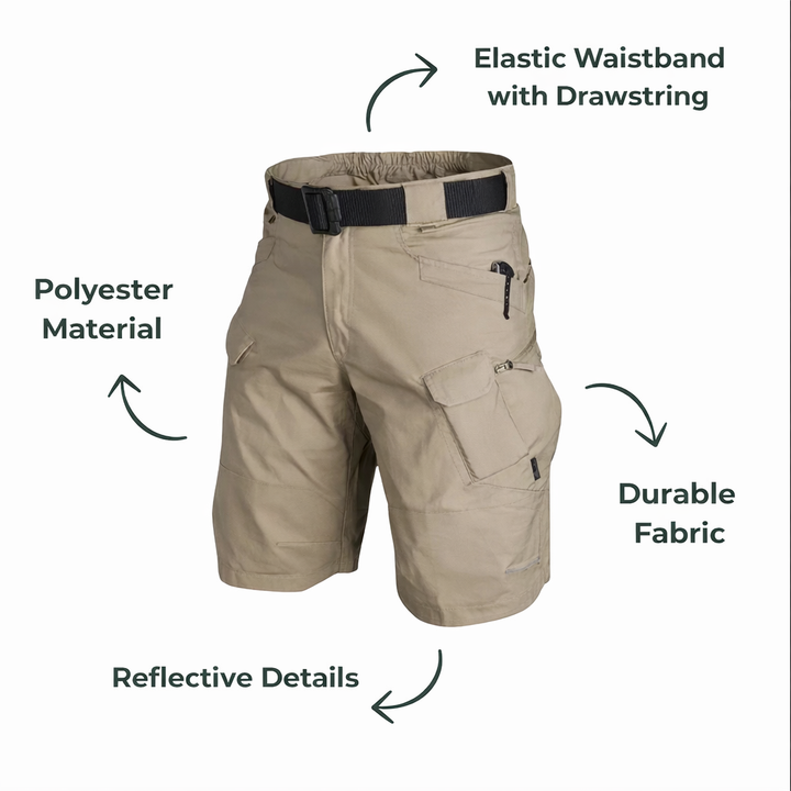 Men’s Outdoor Cargo Shorts – Elastic Waist Design with 6 Pockets
